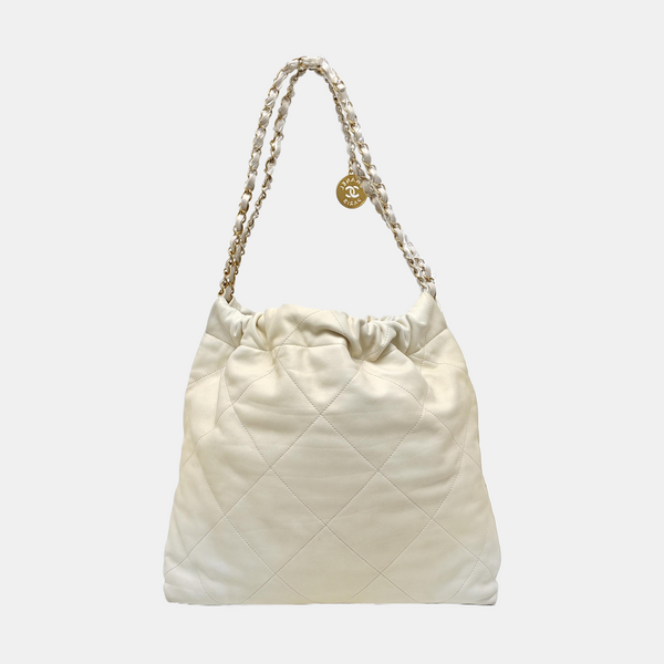 CHANEL 22 Medium Quilted Calfskin White