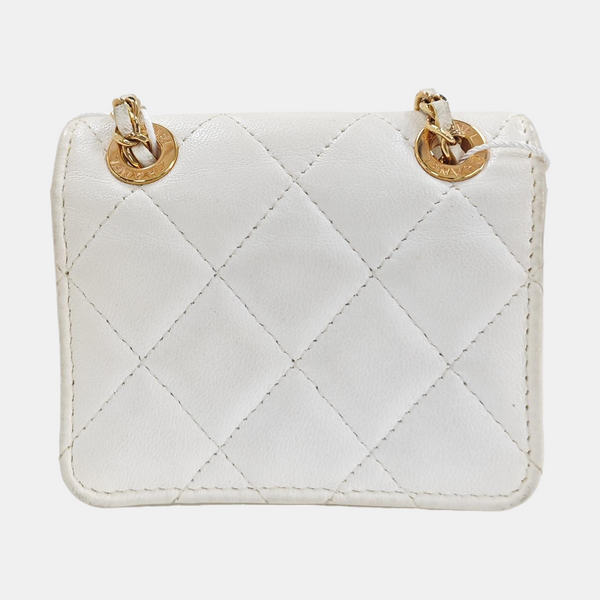 Quilted Lambskin Shoulder Bag White