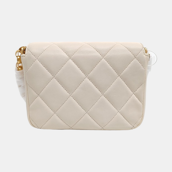 Quilted Lambskin Small Beige