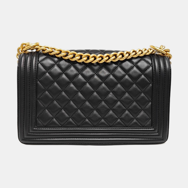 BOY CHANEL Medium Quilted Calfskin Black