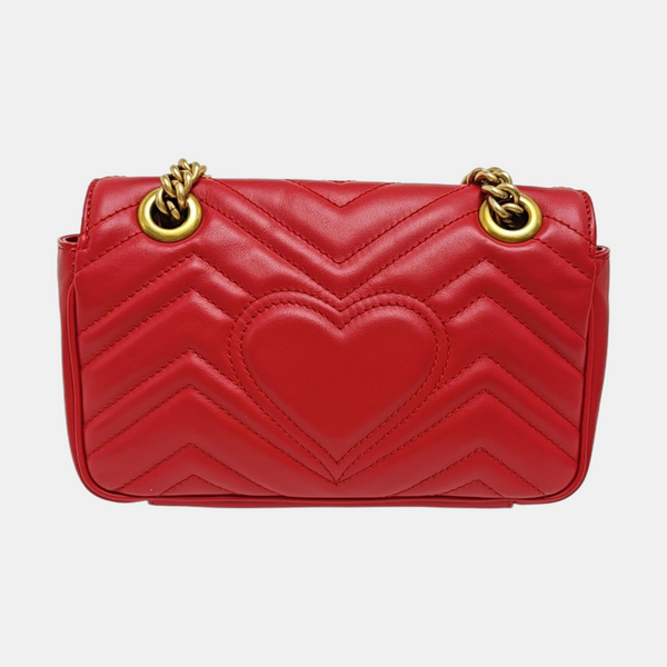 GG Marmont Small Quilted Calfskin Red