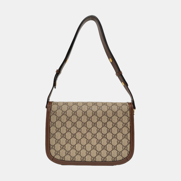 Horsebit 1955 Medium Monogram Coated Canvas Beige