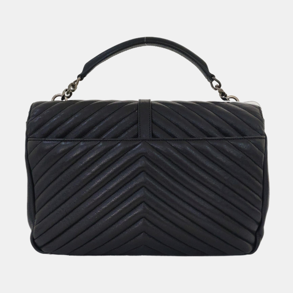 COLLEGE Large Chevron, Quilted Lambskin Black