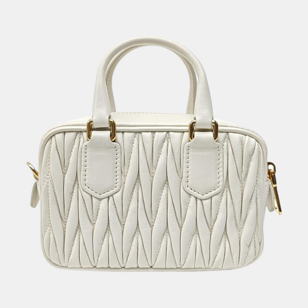 Arcadie Matelassé Mini Quilted Lambskin White