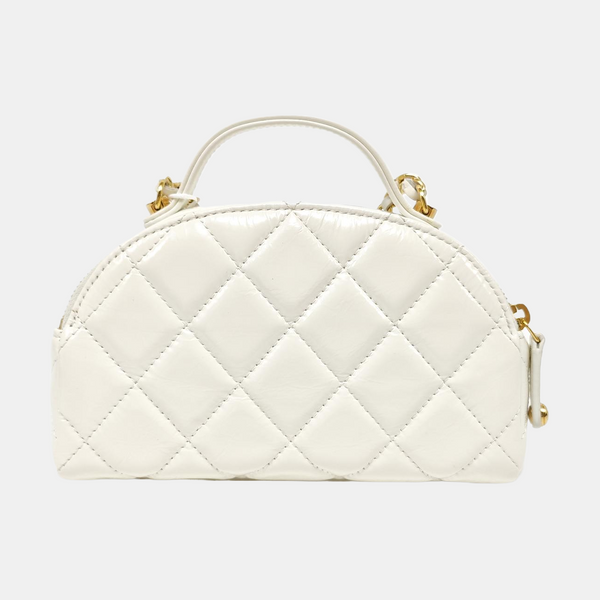 Quilted Calfskin Shoulder Bag White