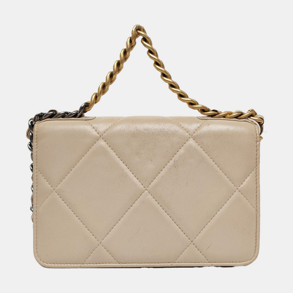 CHANEL 19 WOC Quilted Lambskin Beige