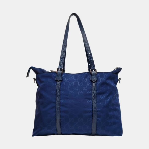 Monogram Nylon Tote Bag Blue