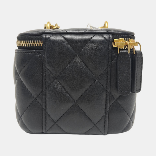 VANITY CASE Mini Quilted Lambskin Black