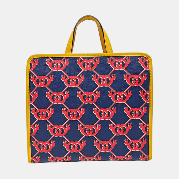 Monogram Coated Canvas Tote Bag Blue