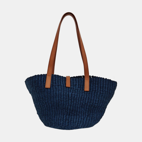 Straw Shoulder Bag Blue