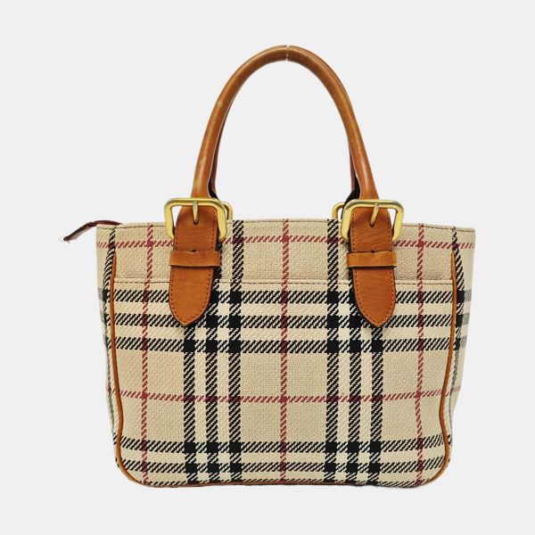 Fabric Top Handle Bag Brown