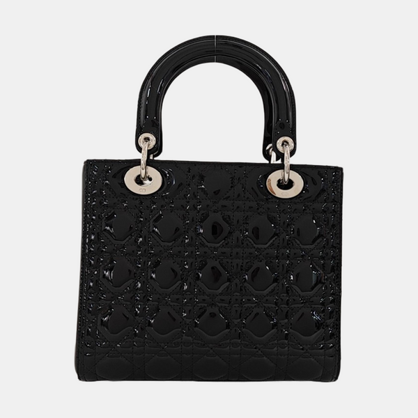 Lady Dior Medium Cannage Patent Leather Black