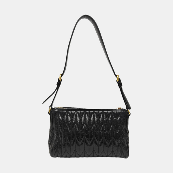 Quilted Lambskin Top Handle Bag Black