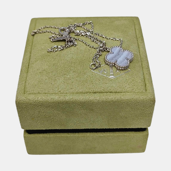 Vintage Alhambra 18k White Gold Purple Necklace