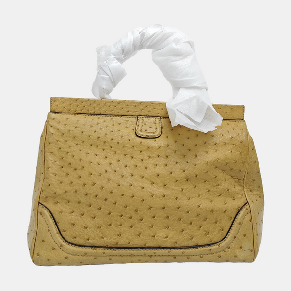 Ostrich Top Handle Bag Beige