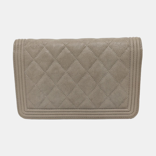 Authenticated pre-owned BOY CHANEL WOC Quilted Grained Calfskin Grey - Shoulder Bag at Looply