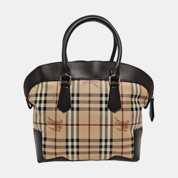 Coated Canvas Top Handle Bag Beige