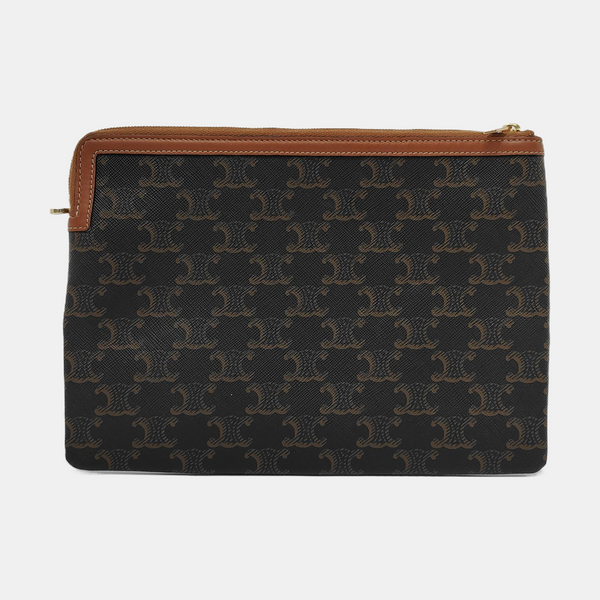 Authenticated pre-owned TRIOMPHE Small Coated Canvas Brown - Clutch at Looply
