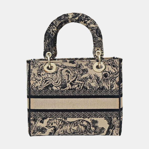 Authenticated pre-owned Lady D-Lite Medium Canvas Beige - Shoulder Bag at Looply