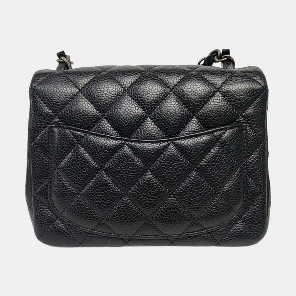 CLASSIC FLAP Mini Quilted Grained Calfskin Black