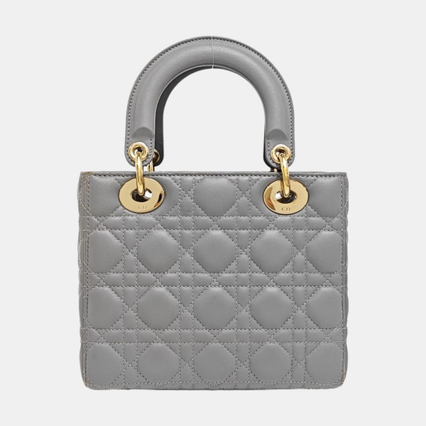 Lady Dior Small Cannage Lambskin Gray
