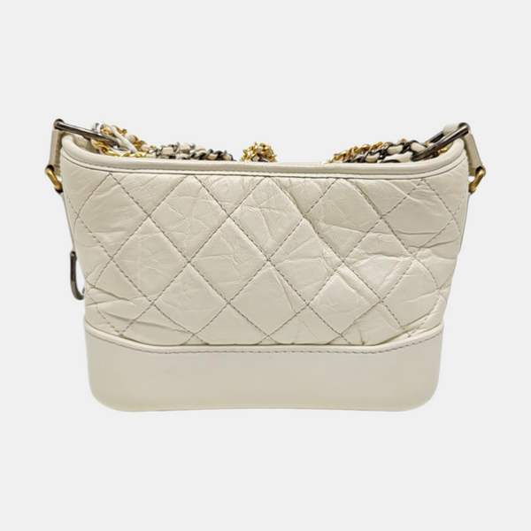 GABRIELLE Small Quilted Calfskin White