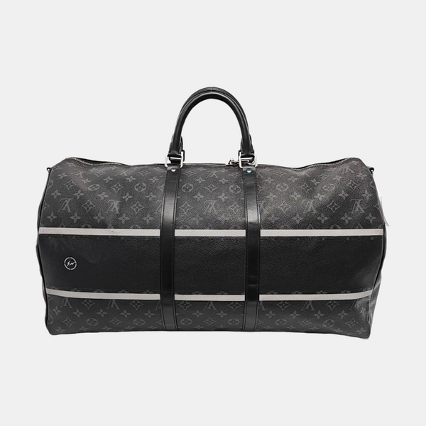 KEEPALL 55 Monogram Coated Canvas Black