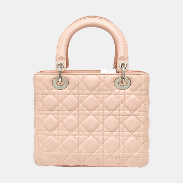 Lady Dior Mediana Piel de Cordero Rosa