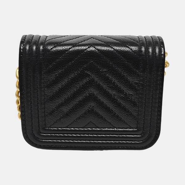 BOY CHANEL Chevron Grained Calfskin Black
