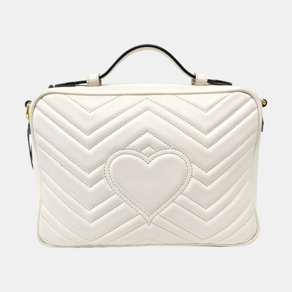 GG Marmont Medium Quilted Calfskin White
