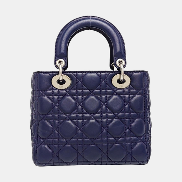 Lady Dior Small Cannage Lambskin Blue