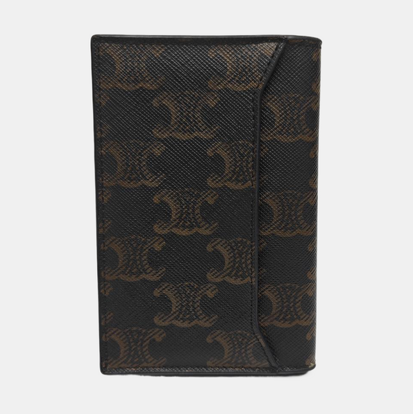 Coated Canvas Card Holder Brown
