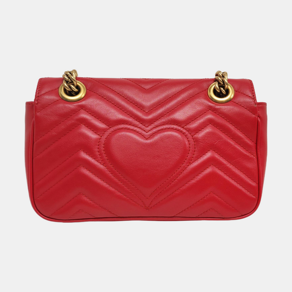 GG Marmont Small Quilted Calfskin Red