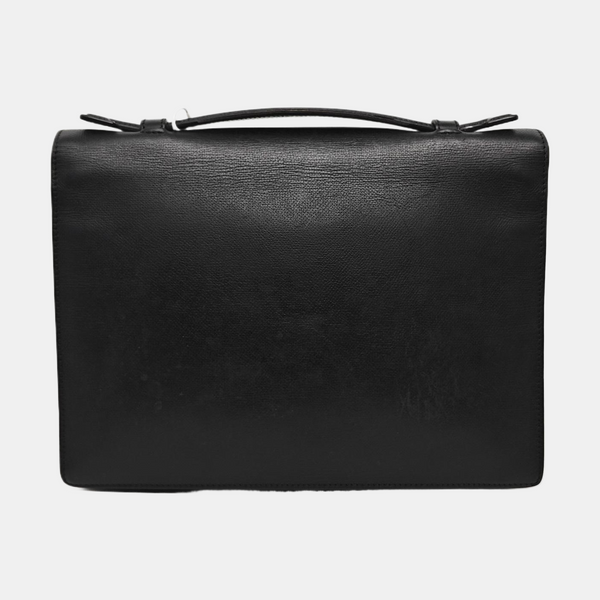 Leather Top Handle Bag Black