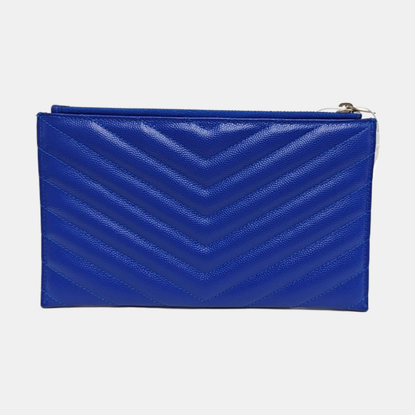 CASSANDRE Chevron Calfskin Blue Wallet