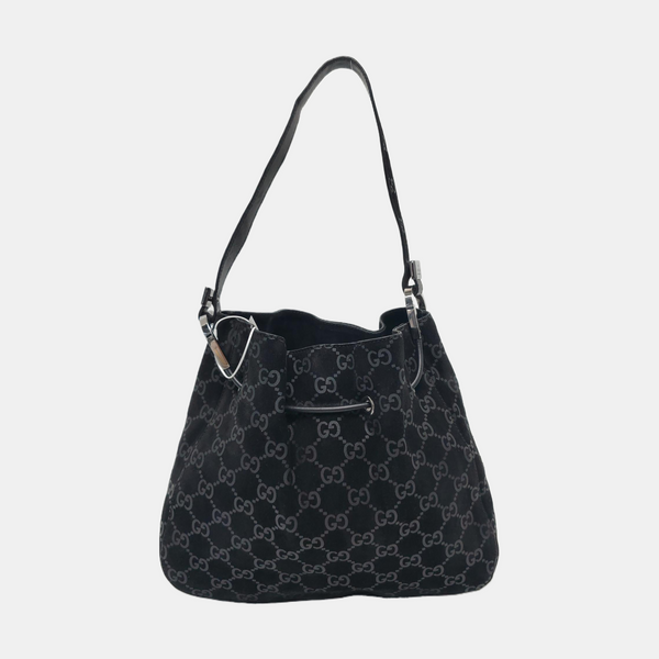 Monogram Suede Top Handle Bag Black