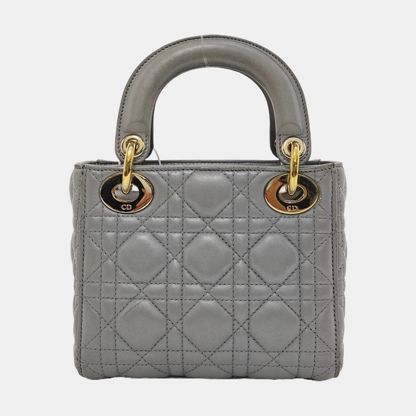 Lady Dior Mini Cannage Lambskin Gray