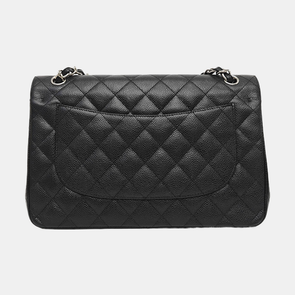 CLASSIC FLAP Jumbo Quilted Grained Calfskin Black