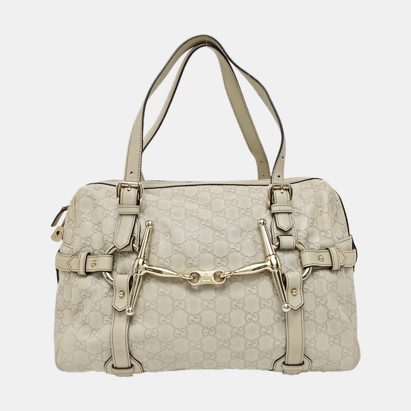 Monogram Calfskin Top Handle Bag White