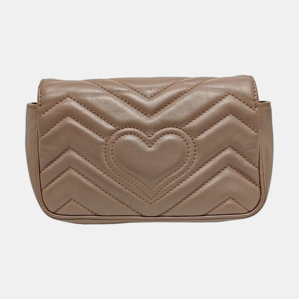 GG Marmont Mini Piel de Becerro Acolchada Beige