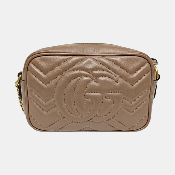 GG Marmont Mini Quilted Calfskin Beige