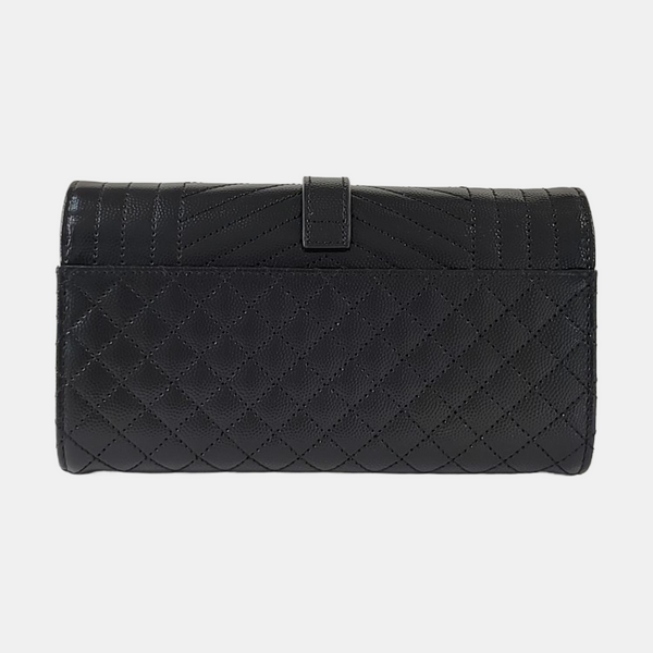Chevron Calfskin Wallet Large Black