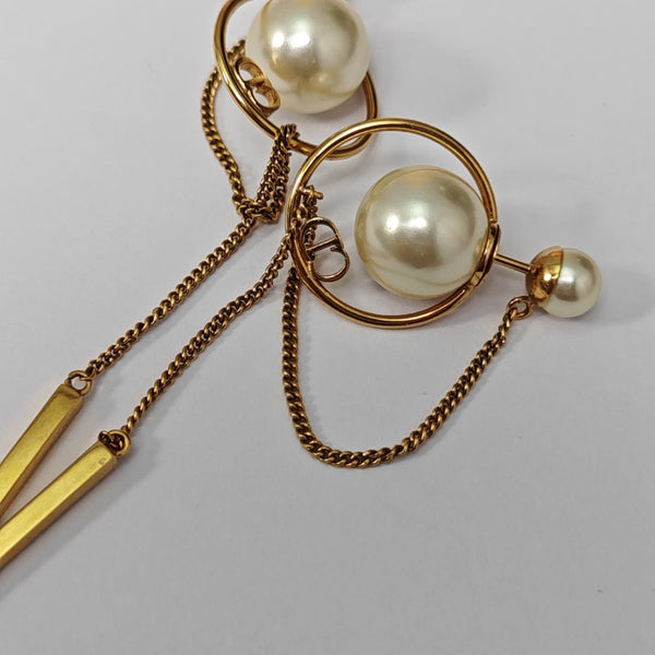 Dior Tribales Metal White Stud Earrings