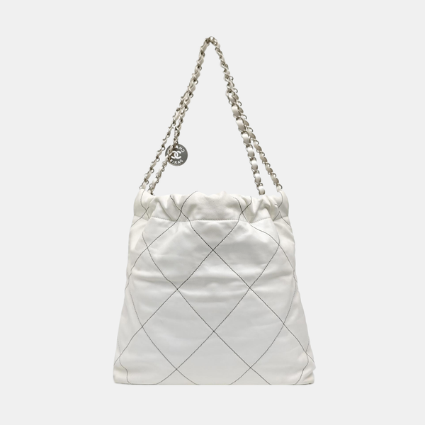 CHANEL 22 Medium Quilted Calfskin White