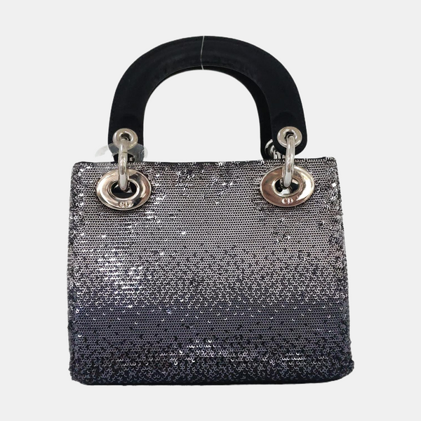 Authenticated pre-owned Lady Dior Mini Silk Satin Black - Tote Bag at Looply