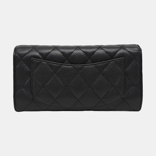 CLASSIC FLAP Mini Quilted Grained Calfskin Black Wallet