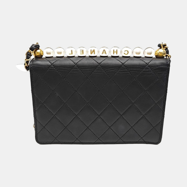 Quilted Lambskin Shoulder Bag Black