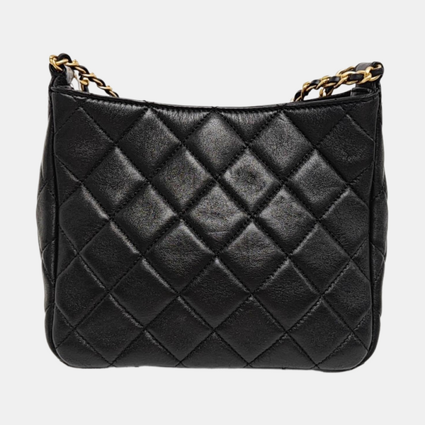 Quilted Lambskin Shoulder Bag Black