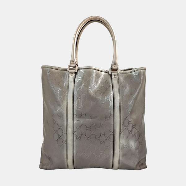 Monogram Coated Canvas Tote Bag Silver