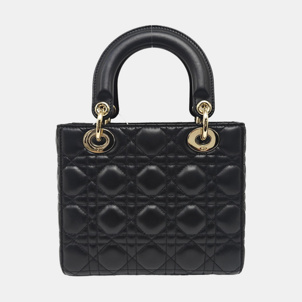 Lady Dior Small Cannage Silk Satin Black